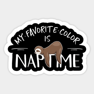 My Favorite Color Is Naptime Cute Sleepy Napping Sloth Sticker